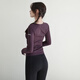 Tights women's tops sports tops women's autumn and winter new long-sleeved round neck tight slimming yoga clothes Pilates training ebony purple M