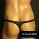 PYONGRAINS men's nude translucent thong thin ice silk sexy thong underwear sexy temptation black S