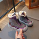 Girls' Cotton Boots 2025 Winter New Children's Anti-ski Boots Girls' Velvet Cotton Shoes Medium and Large Children's Waterproof Short Boots Purple Size 34 Inner Length 21.2cm