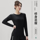 LI NING Li Ning sports T-shirt for women in autumn quick-drying long-sleeved fitness clothes Pilates yoga clothes loose slimming running sports black long sleeves plus velvet to keep warm S