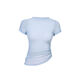 Fitness girl yoga clothes with chest pad, short-sleeved, beautiful back, breathable, quick-drying, slimming, Pilates running sports top, summer, soft mist blue, model A, without chest pad XL XL