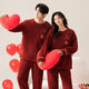 Victoria style suit wedding couple autumn and winter pajamas red autumn and winter thickened animal year plus velvet wedding home clothes coral two sets 7500 M female + male L
