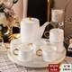 Hanming European high temperature resistant tea set Jingdezhen ceramic water set teapot living room home housewarming gift cup set 8-piece set/with rotatable tray gift box