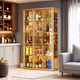 Yusenyi custom-made glass wine cabinet against the wall brushed gold display cabinet customized by American customers