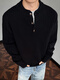 Shelley Jones American retro Henry collar sweater men's winter high-end loose casual men's bottoming sweater men's black XL recommended 120-140Jin Jin equals 0.5 kg