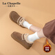 La Chapelle thick-soled snow boots for women in winter new style plus velvet Birkenstock shoes retro all-match thickened warm cotton shoes khaki 38