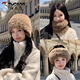 Woodpecker hat women's 2025 new autumn and winter postpartum confinement warm ear protection headband big head circumference plush neck scarf dual-purpose hat gray hat headband three-purpose neck scarf