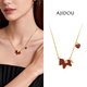AJIDOU Ajidou Necklace Women's Shining Clavicle Chain Short Necklace Gold + Red 40.5cm 1 piece