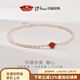 Jingrun Pearl Necklace Estee 925 Silver Freshwater Pearl Necklace 7-8mm Nearly Round Full Bead Chain Birthday Gift 6.3-7.3mm 45+3cm Red Agate