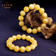 Layun Feiyin Russian-made beeswax bracelet for men and women with floating white flowers, chicken oil, yellow original stone, and amber beads single-turn bracelet. New wax floating flower beeswax bracelets 10mm (with identification certificate)