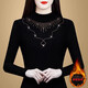 Diamond-encrusted half-turtleneck top for women, German velvet long-sleeved autumn and winter thickened middle-aged mother's wear bottoming shirt with velvet inside 8910 Black Yellow Bright Diamond 2XL Recommended 125-135 Jin Jin equals 0.5 kg