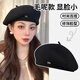 Fat Donglai's same beret women's woolen autumn and winter 2025 new Internet celebrity large head circumference sun hat, small face, warm, brown, spring and autumn style, M adjustable (55-59c) suitable for normal head circumference