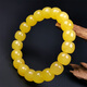 Hupai, one object, one picture, one certificate, natural beeswax bracelet, barrel bead bracelet, chicken fat yellow, Russian raw ore, no cracks, bracelet 19.88g, 12*10.5mm