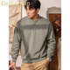 ElegantMan Winter and Autumn Henley Collar Sweatshirt Men's Pullover 320g Heavy New Henley Shirt Jacket Top Long Sleeve Casual Men Green Khaki M
