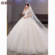Tromlfz one-shoulder wedding dress new bridal main yarn palace style heavy industry trailing white going out yarn simple floor-length M