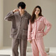 Anzhiban anti-static coral velvet pajamas for women in winter thickened warm flannel cardigan autumn and winter men's home clothes women 64957# bean sand powder M
