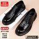 XO leather shoes for men, first-layer cowhide, 2025 autumn and winter formal business derby shoes, lace-up suit shoes, men's shoes, black 42