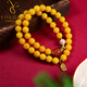 Yogurt Natural Beeswax Bracelet Chicken Fat Yellow Amber Multi-circle Bracelet Chinese Style National Style Jewelry Women's Hand Jewelry Beads 8mm