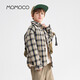 Mami Maka (MOMOCO) children's clothing boys' shirts 2025 winter fashion plaid shirt for middle and large children, navy plaid 120