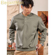 ElegantMan Winter and Autumn Henley Collar Sweatshirt Men's Pullover 320g Heavy New Henley Shirt Jacket Top Long Sleeve Casual Men Green Khaki M
