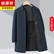 Hengyuanxiang high-end cotton windbreaker men's mid-length autumn and winter thickened cotton coat middle-aged warm cotton coat with rear slit for dad, dark blue L 175