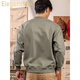 ElegantMan Winter and Autumn Henley Collar Sweatshirt Men's Pullover 320g Heavy New Henley Shirt Jacket Top Long Sleeve Casual Men Green Khaki M