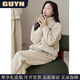 GUYN anti-static couples imitation sherpa pajamas for women winter thickened coral velvet outer wear home clothes men's suit 62786 meters apricot-female main picture zipper style M