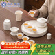 SUSHI CERAMICS Mutton Fat Jade Chinese White Tea Set Three-Cai Covered Bowl Stars Ceramic Dry Infusion Plate Tea Can Eight-Cup Gift Box Set