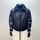 DETOUR international first-line brand fur all-in-one jacket men's autumn and winter lamb plush leather jacket motorcycle jacket high-end men black L 120Jin Jin equals 0.5 kg