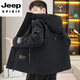 JEEP SPIRIT work jacket men's autumn and winter velvet thickened hooded jacket men's high-end cotton clothing outdoor jacket MY216 dark gray cotton L (about 110-130 Jin Jin equals 0.5 kg can be worn)