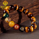 MARDOTG Tiger Eye Stone Bracelet Men's Five-Way God of Wealth Bracelet Life Year Amulet for Gift 12mm Bead Diameter-Five-Way God of Wealth Bracelet