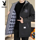 Playboy (PLAYBOY) windbreaker men's mid-length 2025 autumn and winter new velvet jacket slim and handsome windbreaker cotton jacket casual trendy brand men K70 gray/spring and autumn regular XL recommended 125-145Jin Jin equals 0.5 kg