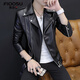 Fellows Youth Personalized Short Leather Jacket Men's Motorcycle Leather Jacket Seasonal Handsome Casual Hairstylist Non-Mainstream Jacket 8203 Black M (90-105Jin Jin is equal to 0.5kg)