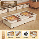 Under-the-bed storage box household flat pulley drawer-type clothing quilt under bed plastic organizing storage box storage box cream color 100*50*20cm one pack