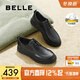 Belle textured business shoes for men 2025 spring new cowhide comfortable lace-up casual leather shoes A1819AM5 black 40 (250mm)