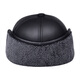 Hengyuanxiang winter genuine leather hat for middle-aged and elderly men's cowhide peaked cap to keep warm and ear-protective baseball cap for the elderly cotton hat grandpa A style black L (55-56cm) small head circumference