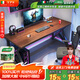 Yuanpinsheng solid wood computer desk desktop home e-sports writing desk office workbench simple modern bedroom desk standard K-shaped leg arc edge style (black walnut color) 140x70x75cm thick 8cm
