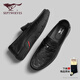 SEPTWOLVES first-layer cowhide bean shoes men's shoes men's autumn business casual leather shoes men's slip-on loafers black 42