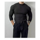 Henry collar long-sleeved sweater men's spring new American high-end muscular men's fitness all-match slim T-shirt black M