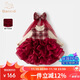 Banxidi girls' dress winter new children's princess dress baby girl's one-year-old dress winter velvet mesh tutu skirt red 80