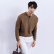 Autumn and winter warm and high-end Henry collar wool knitted bottoming shirt men's business casual pullover low-neck sweater for men earth brown M