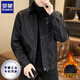 ROMON leather jacket men's winter fur integrated velvet thickened warm and cold-proof fashion versatile motorcycle jacket for men black XL recommended 110-130Jin Jin equals 0.5 kg