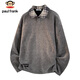 Paul Frank long-sleeved T-shirt men's winter chenille sweatshirt men's casual POLO shirt men's jacket dark gray XL