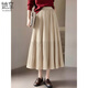 She Enjoys Skirt Women's Elastic Waist Splicing Design Pleated Skirt Fashionable Slimming Midi Skirt T13KB2249