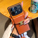 Yutang is suitable for Xiaomi MIXFold4 mobile phone case, fashionable all-inclusive anti-fall, high-grade brown metal logo crossbody strap lanyard card holder Xiaomi mixfold4 folding screen protective cover, high-grade brown + metal logo crossbody card holder Xiaomi MIXFold4