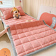 Red bean thickened carved milk velvet mattress soft cushion for home winter thickened coral velvet thin mattress dormitory mattress pad look bear mattress-pink Class A naked sleeping grade super thick baby velvet 180*200cm mattress + 2 pillowcases