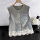 Cypress Lace Splicing Knitted Vest Women's 2026 Spring New Style Fashion Round Neck Stacked Simple Vest