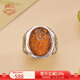 Potala Palace 925 silver ring amber Mahakala ring for men and women Tibetan ethnic style adjustable birthday gift for husband 925 silver inlaid amber Mahakala ring