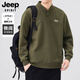 JEEP SPIRIT Men's Sweatshirt 2025 Autumn New Retro Henley Collar Heavy Bottoming Casual Large Size Pullover Top Green M Recommended weight 100-120Jin Jin equals 0.5 kg