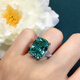 Xidian fashion light luxury large carat ice flower cut Paraiba ring inlaid with high carbon diamond Tanzanite blue fat baguette diamond ring for women Paraiba ring opening adjustable